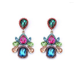 Dangle Earrings Fashion Colorful Glass Crystal Long Drop Jewelry For Women Wedding Party Rhinestone Big Hanging Female