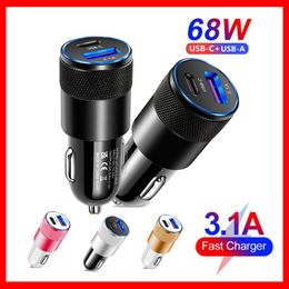 2023 New Arrivals 68W PD Car Charger USB Type C Fast Charging Car Phone Adapter For iPhone 13 12 Xiaomi Huawei Samsung S21 S22 Quick Charge 3.0 5 Colors With OPP Package