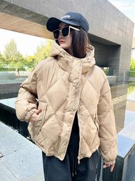 Women's Trench Coats Cotton-Padded Women Winter Jacket 2023 Hooded Warm Short Down-Cotton Coat Ladies Street Fashion Cotton Female Candy