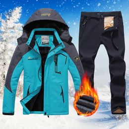 Skiing Suits Ski Suit Women's Waterproof Snowboard Jacket Pants Warm Winter Snow Coat Mountain Windbreaker Hooded Raincoat Female Ski Outfits 231127