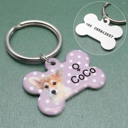 Dog Tag Personalised Collar Pet ID Custom Po Dogs Anti-lost Gift Puppy Bone Accessories