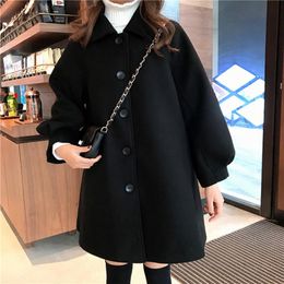 Fur Korean autumn and Winter Classic women's coat casual Lapel single breasted loose wool coat 2022 new women's cloak wool coat