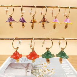 Vintage Mushroom Pendant Earrings Women Girls Retro Metal Mushroom Drop Earrings Ear Hook Fashion Party Jewelry Gifts