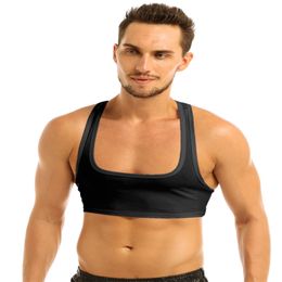 Men's Tank Tops Men Sleeveless Y Back Muscle Clubwear Stage Costume Crop Performance Sexy Mini Shirts Sports Bra Male Fitness Vest 230426