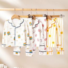 Pyjamas Spring Autumn Children Boys Girls Long Sleeve Two Pieces Cotton Sleepwear for Kids omewear Night Suits 231127