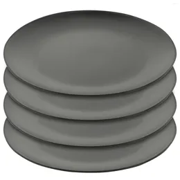 Dinnerware Sets 4 Pcs Plastic Dinner Plates Black Melamine Dish Outdoor Dinning Lunch Tableware Appetiser Round Kitchen