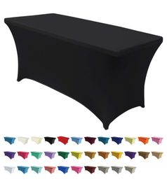 5pcs Table Cloth Rectangular Wedding Long Bar Elastic Stretch Spandex Tables Cover el Event Party Desk Cloth Black White6217070