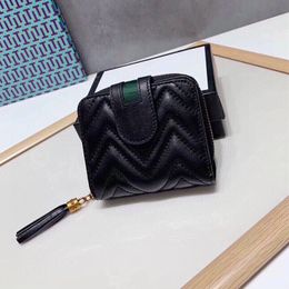 Luxury Designer High Quality Women Fashion Coin Handbags All-match Portable Classic stripe style Hasp Multifunctional small wallet Clutch Bags