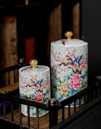 Large Exquisite Ceramic Tea caddy Portable Sealed Jar travel Tea Boxes Spice Candy storage tank Food Container Home Decor1808578