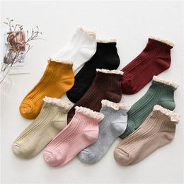 Women Socks Lace Ruffle Short Lady Female Breathable Cotton Ankle Casual Fashion Girls Cute Sweet Low Tube Free Size