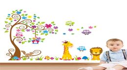 Large Size Trees animals 3D DIY Colourful Owl Wall Stickers Wall Decals Adhesive for kids baby room Mural Home Decor Wallpaper 22015666482