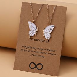 Strands Strings 1pair Beauty Butterfly Pendant Necklaces for Women Girl Special Gift for Mother Daughter Fine Chain Chokers for Sister Friend 230426
