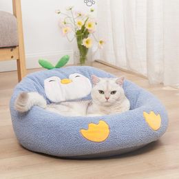 Mats Plush Penguin Shape Pet Bed Cosy Cat Nest Winter Warm Cave Nest Sleeping Beds Puppy House Soft Mat Kennel for Small Cats Dogs