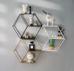 Hooks Rails Room Shelves Wall Hanging Storage Shelf Wrought Decorative Ledges Living Bedroom Nordic Rack Home Organizer7089656