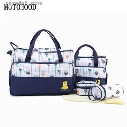 Diaper Bags MOTOHOOD 5pcs Baby Diaper Bag Suits For Mom Mommy Maternity Bag Sets Baby Bottle Holder Mother Women Bag For Stroller Q231127