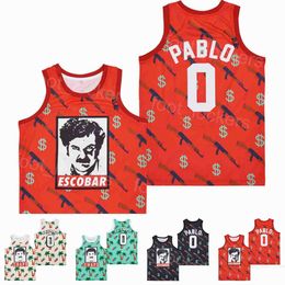 Movie Escobar COCO Greenery Pablo Jerseys Basketball 0 El Chapo TV Series Retro Film HipHop College For Sport Fans Breathable Pure Cotton Retire HipHop Pullover
