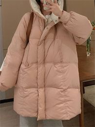 Leather Eotvotee Winter Jacket Women Puffer Bubble Coat Oversized Loose Long Outerwear with Hood Korean Fashion 2022 New Parkas