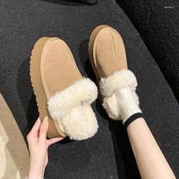 Slippers 2024 Winter Home Fluffy For Women Suede Wool Warm Women's Thick-soled Snow Boots Fashionable Bedroom