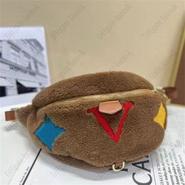 Multicolor Mens Womens Waist Bags Winter Design Chest Bag Girls Boys Handbag Purses Crossbody Unisex Soft Fur Lamb Wool Shoulder B213c