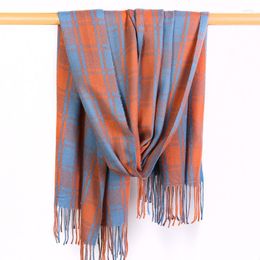 Scarves Women's Plaid Scarf Autumn Winter British Tassel Imitation Cashmere Shawl Headscarf Multifunction Keep Warm Ladies Muffler