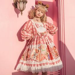 Theme Costume Kawaii Lolita Op Dress Princess Long Sleeve Sweet Cosplay Japanese Cute Girl Anime Harajuku Square Collar Pink Lace Maid