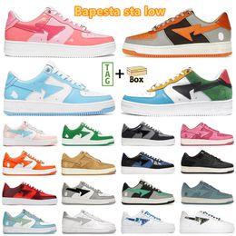 With Box Bapesta sta low basketball shoes men shoes Colour Camo Combo Black Beige suede Pastel Pink womens sneaker size 36-45