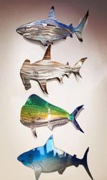 Metal Wall Art Decor, Metal Outdoor Hanging Ornament Home, Nautical Decor Ocean Fish Decoration for Patio or Pool 2202117254762