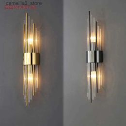 Wall Lamps Light Luxury Wall Lamp Modern LED Gold Wall Light Indoor Lighting Wall Sconce Home Decor for Living Room Bedroom Bedside Stairs Q231127