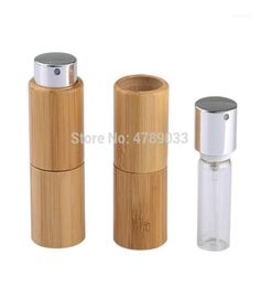 1030pcs 10ML Empty Rotating Bamboo Spray Perfume Bottle Small Promotion Sample Atomizer Tube Refillable Container18328999