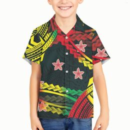 Men's Casual Shirts Polynesian Tribal Pohnpei Totem Tattoo Prints Kid Boy Children Clothing 3D Hawaiian Shirt Fashion Single-breasted Tops