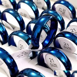 Band Rings Whole 50Pcs Blue 6Mm Wedding Ring Comfort-Fit Men Women Stainless Steel Male Female Fashion Classic Jewelry246T Drop Deli Dhahg