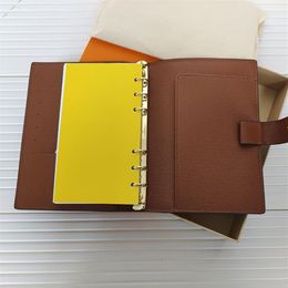 High Quality Holder Agenda Note BOOK Cover Leathers Diary Leather with dustbag and Invoice card Notes books Fashion Style Gold rin226g