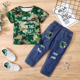 Clothing Sets Trendy Camouflage T-Shirt & Jeans Combo: Summer Kids' Set For Boys Ages 2-6