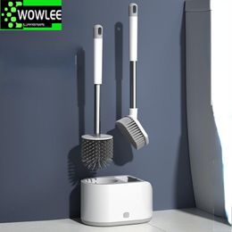 Brushes Wall Hanging TPR Toilet Brush with Holder Set Silicone Bristles for Floor Bathroom Cleaning Clean Corner Protect The Toilet