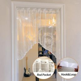 Curtain White Lace Short Korean Style Half-curtain Transparent Living Room Decor Kitchen Window Door Cabinet