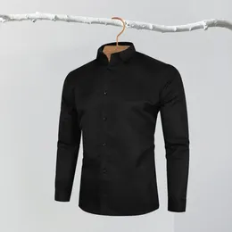 Men's Dress Shirts Men Office Shirt Stylish Lapel Cardigan Slim Fit Soft Breathable Long Sleeve For Formal Business Wear