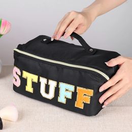 Cosmetic Organizer Large Capacity Travel Makeup Bag Letter Patch PU Makeup Bag Women's Waterproof Bathroom Wash Bag Multi functional Toilet Set 231127