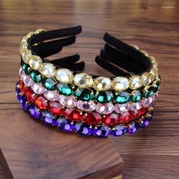 Hair Clips Sparkly Luxury Geometry Colourful Crystals Stone Women Headbands Rhinestone Diamante Hairband For Wedding Party Accessories