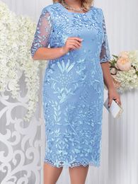 Plus size Dresses Size Party Dress for Wedding Guest Luxury Elegant Women's 50 Year Ladies Lace Floral Prom Bodycon Chubby 230426