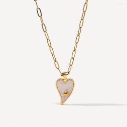 Chains 18K Real Gold Plated Heart Pendant Necklaces Luxury Elegant Stainless Steel Necklace For Women Ladies Clavicle Chain