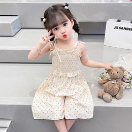 Clothing Sets Girls Summer Clothes Dot Pattern Girl Sleeveless Casual Style Childrens