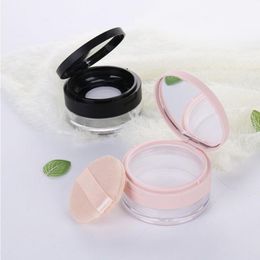20g Loose Powder Container Bottle with Elastic Screen Mesh Black Pink Flip Cap Jar Cosmetic Case W Sifter Dceup