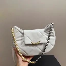 24C 19 Series Women Designer Flap Half Moon Bag Golden Metal Hardware Gold and Silver Matelasse Chain 26x15cm Underarm Cross Body Shoulder Handbag Diamond Purse