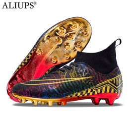 Dress Shoes ALIUPS Size 35-46 Golden Soccer Sneakers Cleats Professional Football Boots Men Kids Futsal for Boys Girl 230426