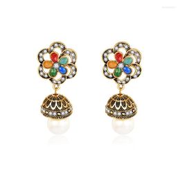 Dangle Earrings Earring Flower Pearl Jhumki Jhumka Handmade Thailand Buddha Piercing Vintage Korean Fashion Party Jewelry Bijoux