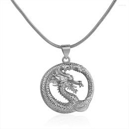 Pendant Necklaces Fashion Gothic Golden Dragon Round Men's Necklace Classic Hip Hop Street Alloy Chain Gift 2023 Jewelry