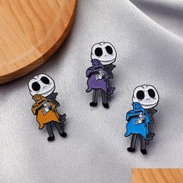 Cartoon Accessories Jack Skellington Enamel Badges Nightmare Before Christmas Oogie Boogie Pumpkin King Halloween Movie Jewelry Brooch Dhyab