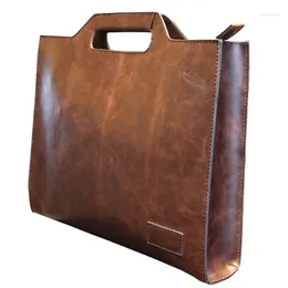 Briefcases Men's Bag Crazy Horse Leather Stereotype Handbag Shoulder Messenger Casual PU Business Briefcase