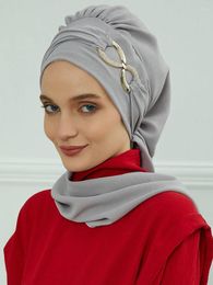 Ethnic Clothing Plain Muslim Hijab Women Stretch Turban Underscarf Caps Beanies Hat Head Scarves Pre-Tied Scarf