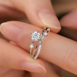 Band Rings Delicate Silver Colour Zircon Rings Fashion Creative Cosmic Planet Track Crystal Rings for Women Wedding Engagement Jewellery Gift AA230426